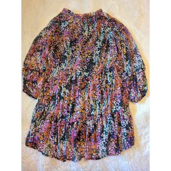 NWT Vince Camuto Size Large Womens Boho Three Tier Floral Mini Dress - Picture 3 of 7